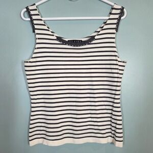 Ischiko Womens‎ Striped Knit Tank Top Black White Cotton Blend Size 8 ART 421003